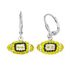 Michigan Wolverines Crystal Sterling Silver Football Drop Earrings, Women's, Multicolor