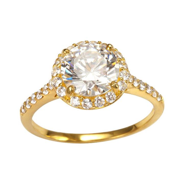 Sophie Miller 14k Gold Over Silver Cubic Zirconia Halo Ring, Women's, Size: 8, White