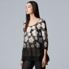 Women's Simply Vera Vera Wang Printed Crinkle Tee, Size: Medium, Natural