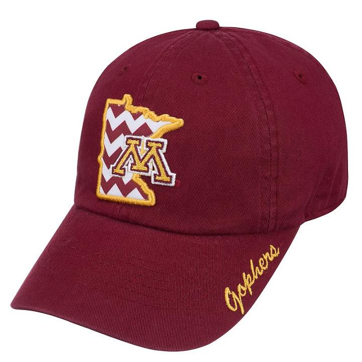 Top Of The World, Adult Minnesota Golden Gophers Chevron Logo Cap, Dark Red