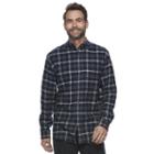 Men's Croft & Barrow&reg; True Comfort Plaid Classic-fit Flannel Button-down Shirt, Size: Medium, Dark Blue