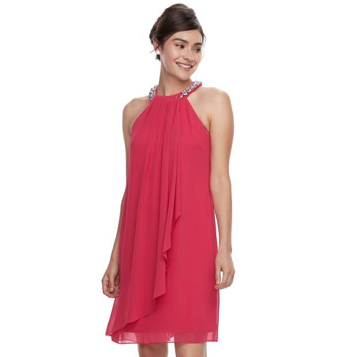Women's Scarlett Beaded Halter Dress, Size: 6, Brt Pink