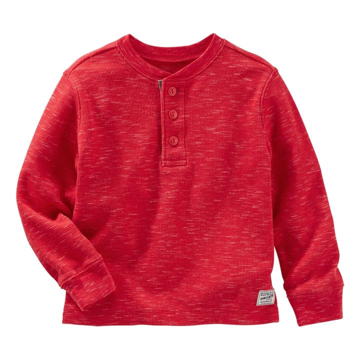 Boys 4-12 Oshkosh B'gosh&reg; Long Sleeve Henley, Size: 5, Red