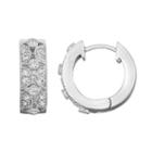 Journee Collection Sterling Silver Cubic Zirconia Scalloped Huggie Hoop Earrings, Women's, Grey
