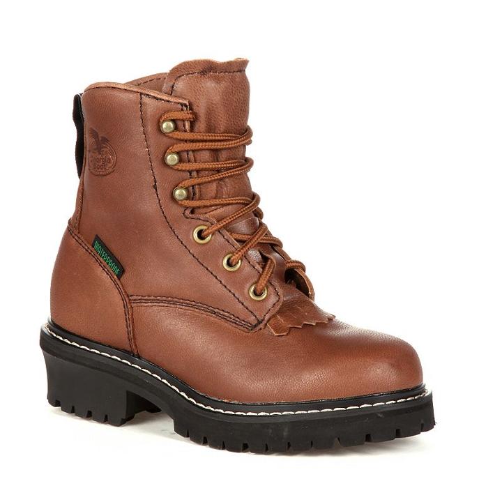 Georgia Boot Kids Waterproof Logger Boots, Kids Unisex, Size: 6, Brown