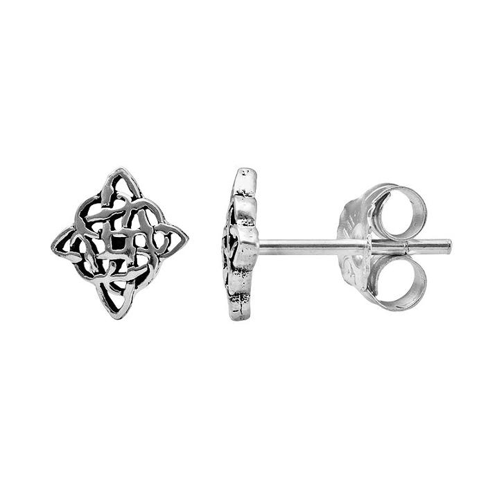 Itsy Bitsy Sterling Silver Celtic Square Stud Earrings, Women's