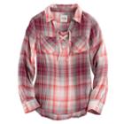 Girls 7-16 & Plus Size Mudd&reg; Lace-up Plaid Popover Top, Size: 20 1/2, Brt Orange