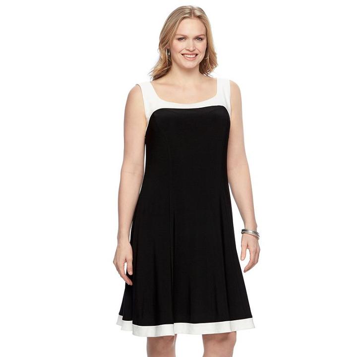 Plus Size Chaps Colorblock Shift Dress, Women's, Size: 24 W, Black