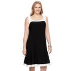 Plus Size Chaps Colorblock Shift Dress, Women's, Size: 24 W, Black
