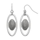 Gray Oval Orbital Nickel Free Drop Earrings, Women's, Grey