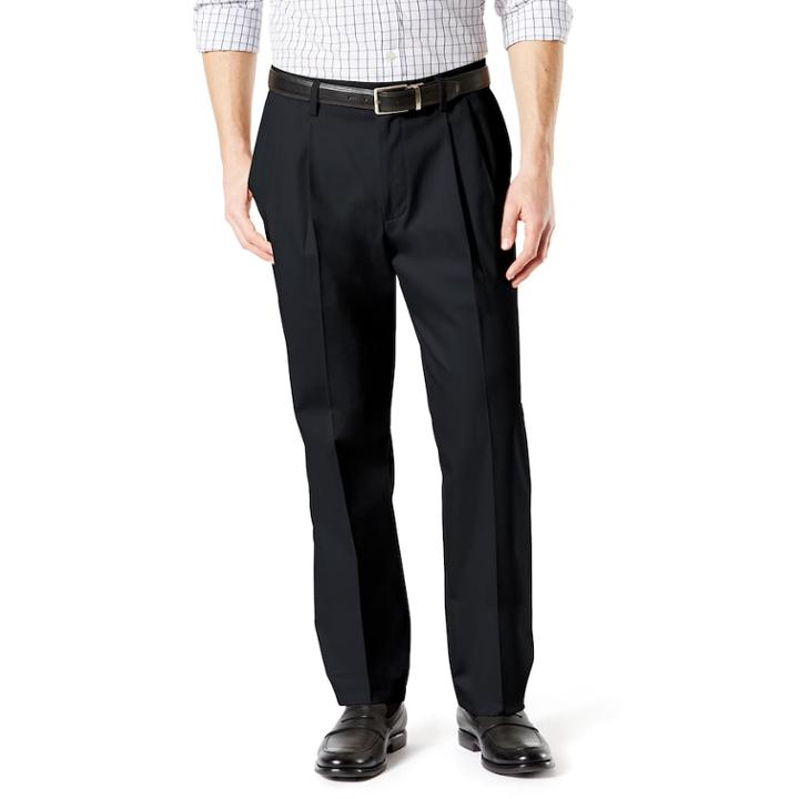 Men's Dockers&reg; Signature Khaki Lux Classic-fit Stretch Pleated Pants D3, Size: 36x34, Black