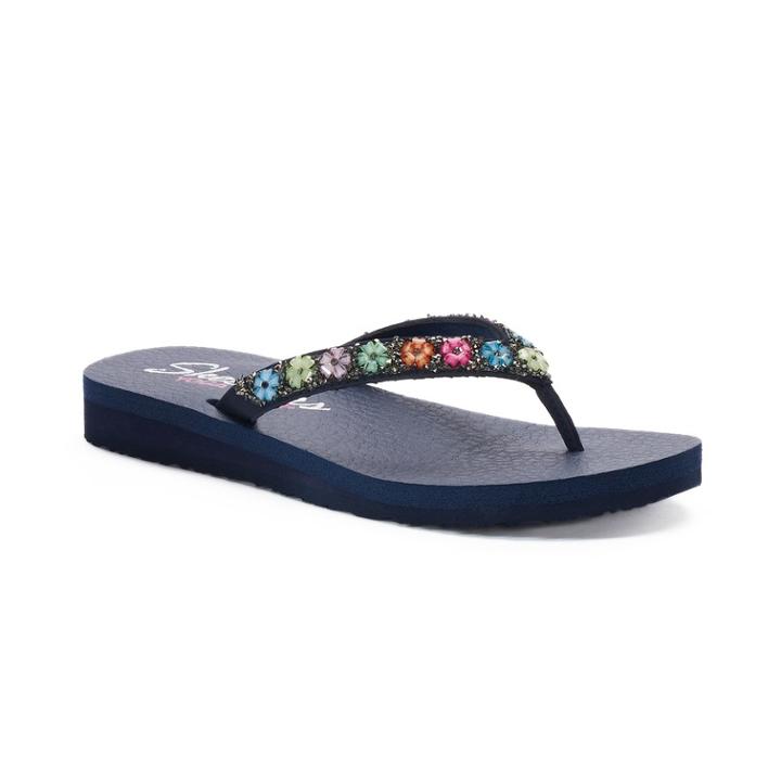 Women's Skechers Cali Meditation Daisy Delight Sandals, Size: 9, Blue (navy)