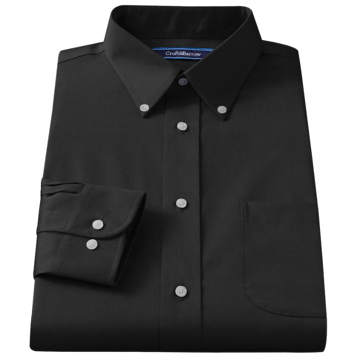 Men's Croft & Barrow&reg; Classic-fit Easy Care Button-down Collar Dress Shirt, Size: 17.5 36/37, Black