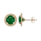 14k Gold Simulated Emerald Beaded Stud Earrings, Women's, Green