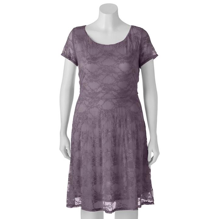 Juniors' Plus Size Wrapper Lace A-line Dress, Girl's, Size: 3xl, Med Purple