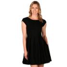 Women's Larry Levine Fit & Flare Ponte Dress, Size: Medium, Black