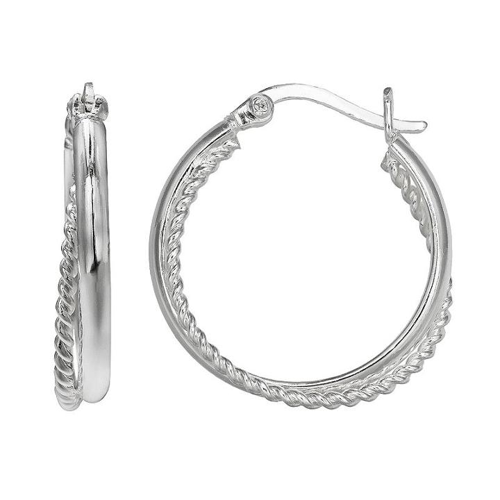 Primrose Sterling Silver Crisscross Hoop Earrings, Women's, Grey