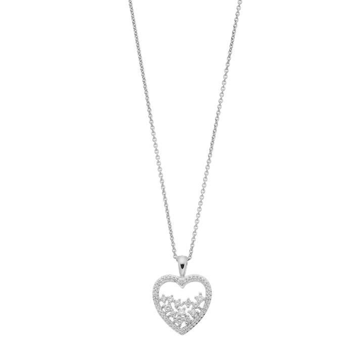 Simply Vera Vera Wang Sterling Silver 1/4 Carat T.w. Diamond Openwork Heart Pendant Necklace, Women's, Size: 18, White