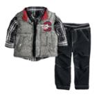 Baby Boy Nannette Vest, Plaid Shirt & Pants Set, Size: 12 Months, Grey