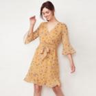 Women's Lc Lauren Conrad Floral Faux-wrap Dress, Size: Small, Yellow