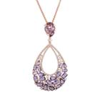 Cubic Zirconia Rose Gold Tone Sterling Silver Teardrop Pendant Necklace, Women's, Purple