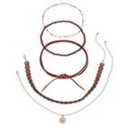 Mudd&reg; Medallion, Cutout, Faux Suede & Beaded Choker Necklace Set, Teens, Brown