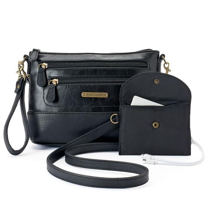 Stone & Co. Plugged In Phone Charging Crossbody Bag, Women's, Black