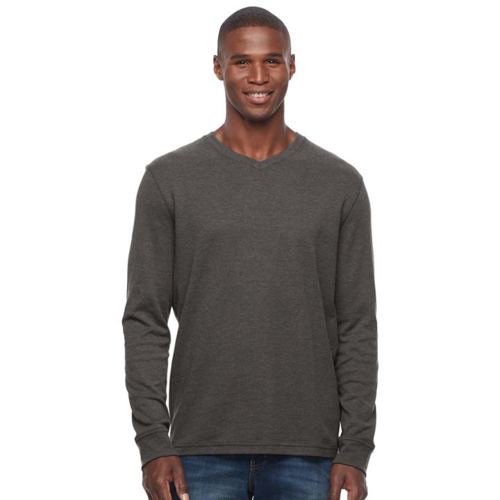 Men's Croft & Barrow&reg; Classic-fit Stretch Performance V-neck Tee, Size: Small, Dark Grey