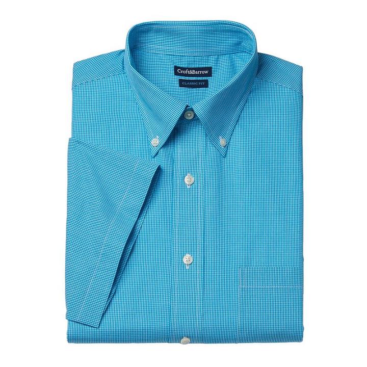 Men's Croft & Barrow&reg; Button-down Collar Dress Shirt, Size: Xl 17.5-18, Brt Blue