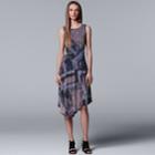 Petite Simply Vera Vera Wang Print Asymmetrical Midi Dress, Women's, Size: Xs Petite, Dark Red