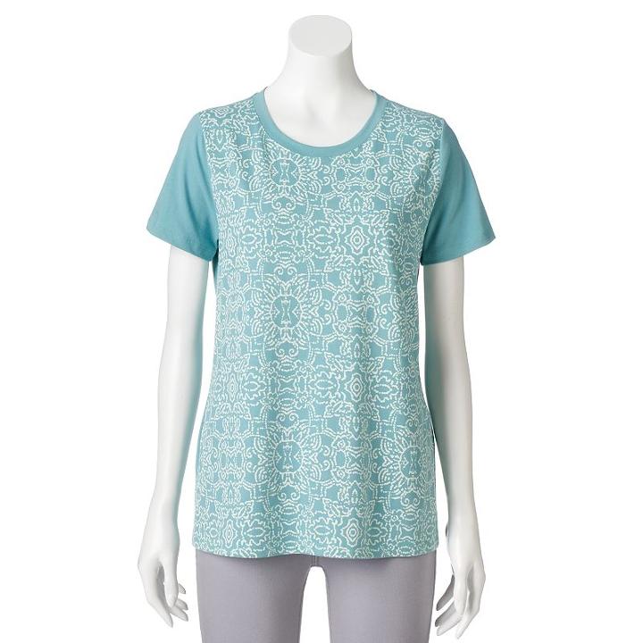 Women's Graphic Crewneck Tee, Size: Large, Turquoise/blue (turq/aqua)