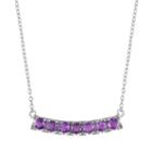 Sterling Silver Amethyst Curved Bar Necklace, Women's, Size: 18, Purple