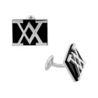 V19.69 Italia Men's Sterling Silver Onyx Cuff Links, Black