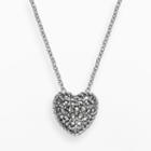 Lavish By Tjm Sterling Silver Heart Pendant - Made With Swarovski Marcasite, Women's, Size: 18, Black