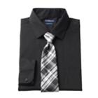 Men's Croft & Barrow&reg; Classic-fit Stretch-collar Dress Shirt And Patterned Tie Boxed Set, Size: M-34/35, Black