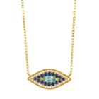 14k Gold 1/6 Carat T.w. Diamond Sapphire & Blue Topaz Evil Eye Necklace, Women's, Size: 18, White