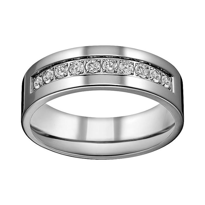 Titanium Cubic Zirconia Band, Men's, Size: 9, White