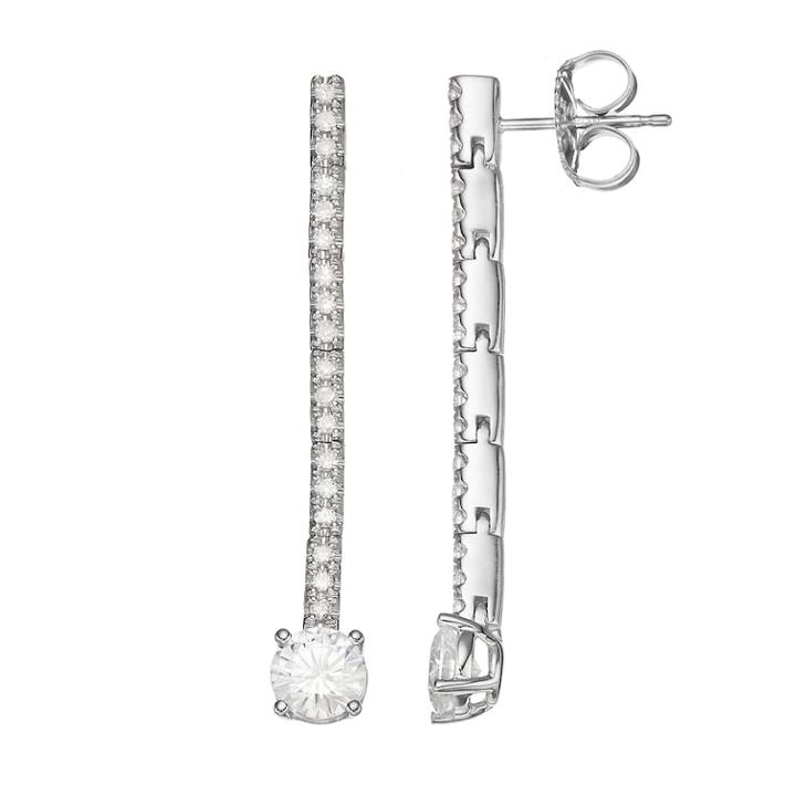 Forever Brilliant 14k White Gold 1 1/3 Carat T.w. Lab-created Moissanite Linear Drop Earrings, Women's