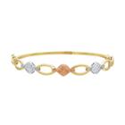 Everlasting Gold Tri Tone 10k Gold Geometric Bangle Bracelet, Women's, Size: 7