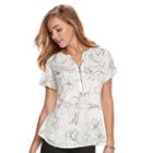 Women's Apt. 9&reg; Zipper-neck Crepe Top, Size: Xxl, White