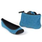 Sidekicks Women's Foldable Glitter Ballet Flats, Size: 5-6, Blue