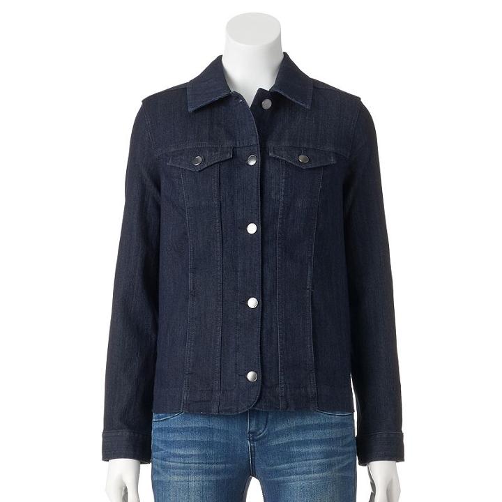 Women's Croft & Barrow&reg; Jean Jacket, Size: Xl, Dark Blue