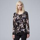 Women's Simply Vera Vera Wang Print Popover Top, Size: Medium, Dark Brown