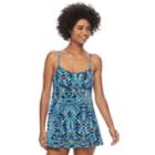 Women's A Shore Fit Hip Minimizer Drawstring Swimdress, Size: 14, Blue