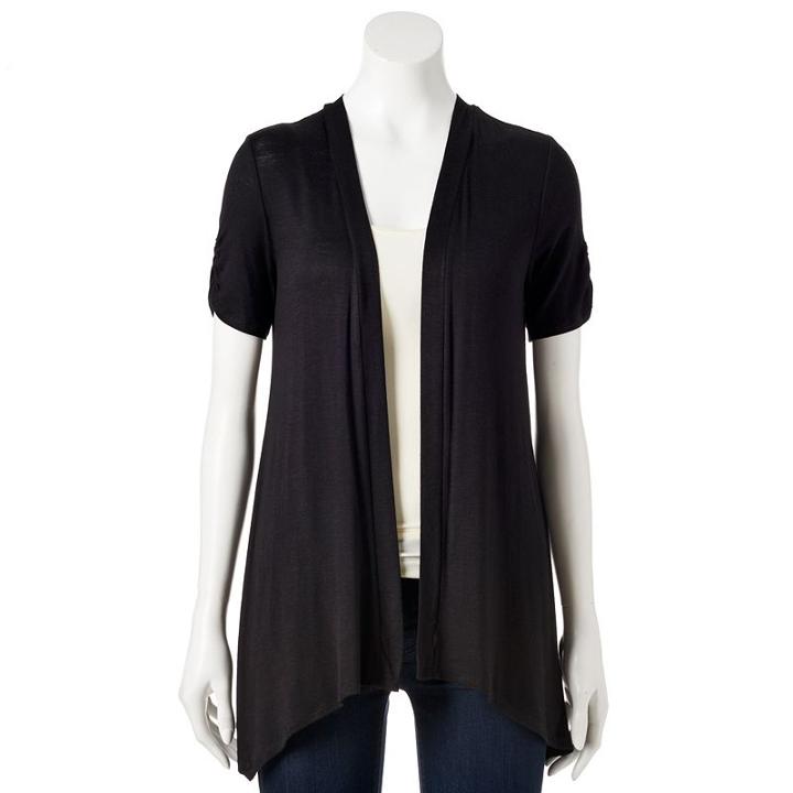 Women's Dana Buchman Crochet-back Cardigan, Size: Medium, Black