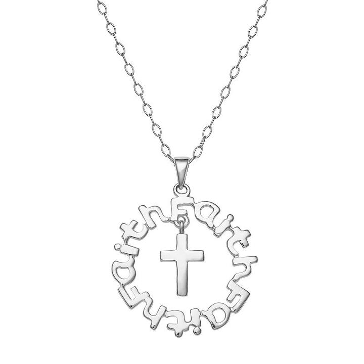 Sterling Silver Faith Cross Pendant Necklace, Women's, Size: 18, Grey