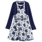 Plus Size Girls 7-16 Knitworks Floral Flocked Skater Dress & Shrug Set, Size: 20 1/2, Blue (navy)