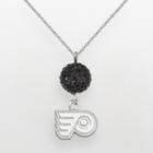 Logoart Philadelphia Flyers Sterling Silver Crystal Ball Pendant, Women's, Black