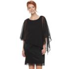 Women's Connected Apparel Metallic Chiffon Popover Dress, Size: 6, Black