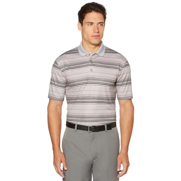 Men's Grand Slam Printed Stripe Polo, Size: Xxl, Med Grey